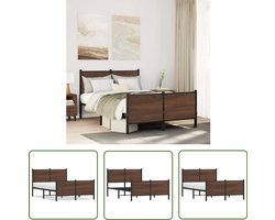vidaXL Bed Frame 120x200 - Metalen Bed Frame - Bedframe zonder matras metaal bruin eikenkleurig 120x200 cm - Houten Bed Frame - Bruine Bed Frame - Staal Bed Frame