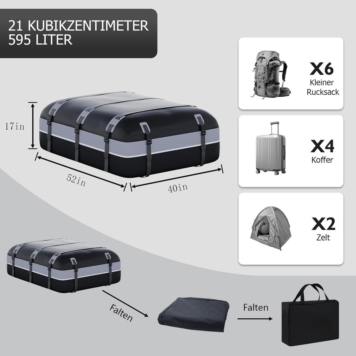 Daktas - Dakkoffer - Daktas auto - Opvouwbare dakkoffer – foto 4