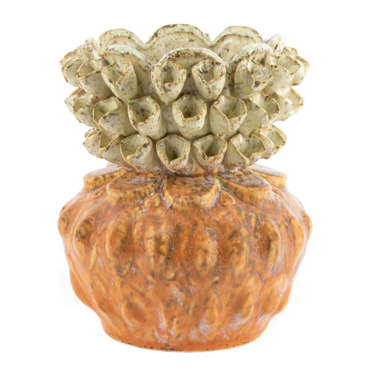 homebound by ky Aardewerk vaas floral oranje | bloemenvaas | 17,5x17,5x21cm