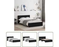 vidaXL Houten Bed Frame - Slaapcomfort - Bedframe met hoofdeinde zwart 120x190 cm - Zwarte Bedbank - Tweepersoons Bed - King Size Bed