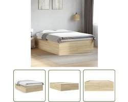 vidaXL Houten Bed - Bed Frame - Bedframe bewerkt hout sonoma eikenkleurig 120x200 cm - Sonoma Eiken - Tweepersoonsbed - Slaapkamers