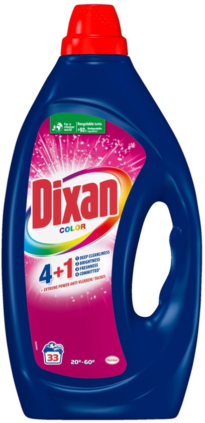 Dixan - Vloeibaar wasmiddel - Voor gekleurde was - 33 wasbeurten - 1 stuk