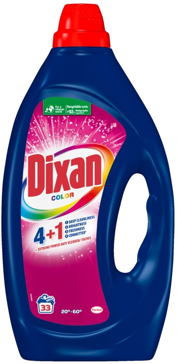 Dixan - Vloeibaar wasmiddel - Voor gekleurde was - 33 wasbeurten - 1 stuk