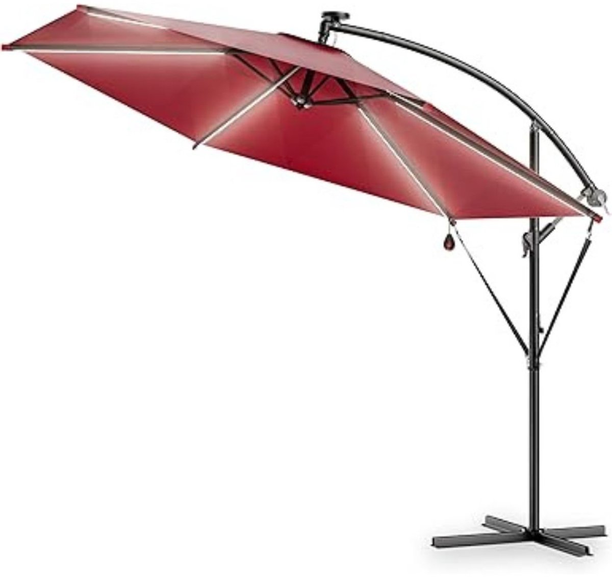 GTB® Zweefparasol met Voet - Zweefparasol - Met Voet - Rood - 330cm x 330cm x 250cm