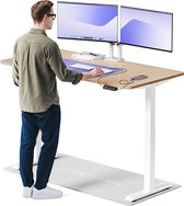 Desktronic HomeOne Zit-sta Bureau Elektrisch In Hoogte Verstelbaar, 160x80 cm Bamboo/Wit, Stille Dubbele Motor, Hoogte 72-119cm