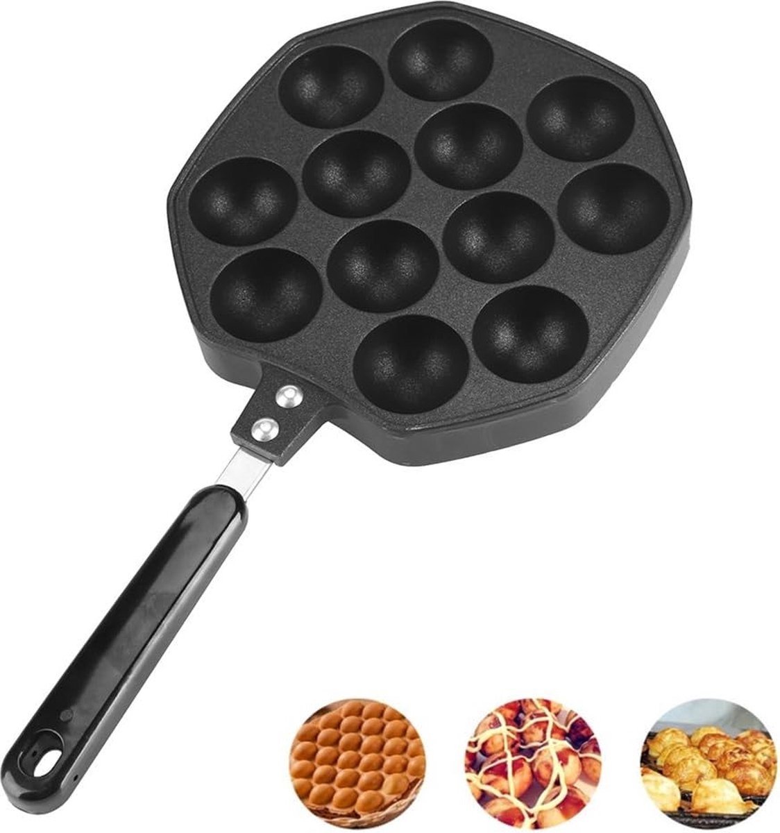 WNHB® Poffertjespan Inductie - 12 Gats Koekenpan - Duurzame Anti-aanbaklaag - Geschikt voor Alle Warmtebronnen