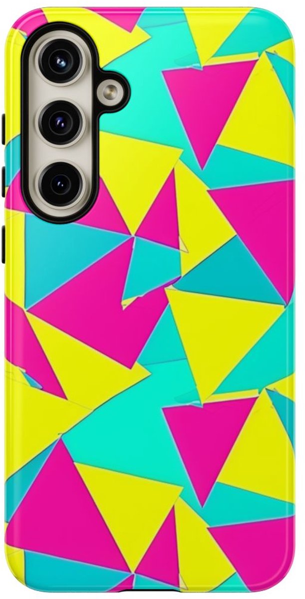 Neon Driehoekenpatroon – Telefoonhoesje Geschikt voor Samsung Galaxy S24 Plus