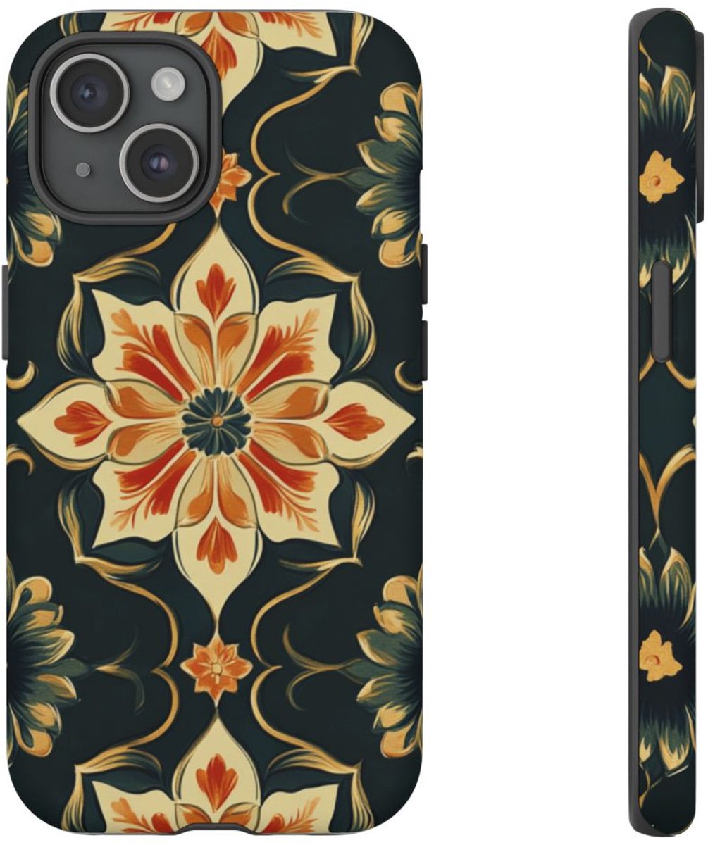 Sierlijk Bloemenpatroon – Telefoonhoesje Geschikt voor iPhone 15
