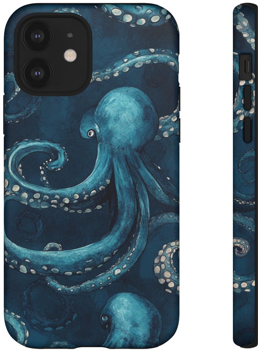 Blauw Octopuspatroon – Telefoonhoesje Geschikt voor iPhone 12