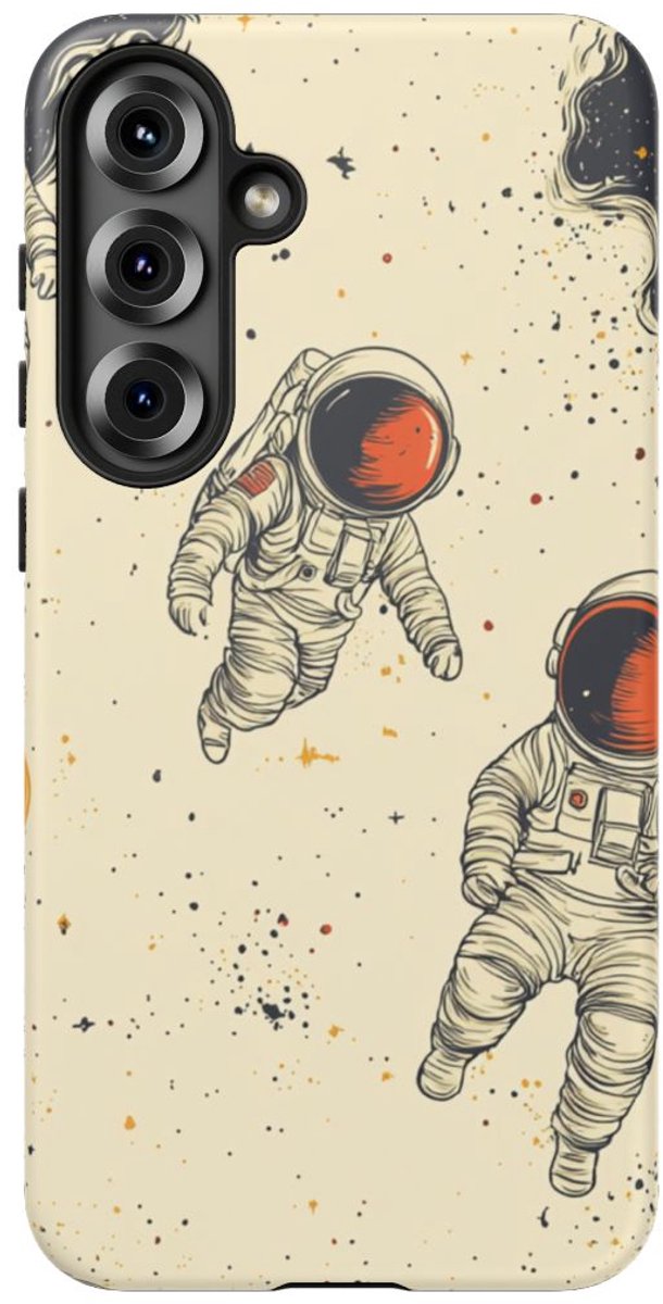 Retro Astronautenpatroon in de Ruimte – Telefoonhoesje Geschikt voor Galaxy S25 Plus