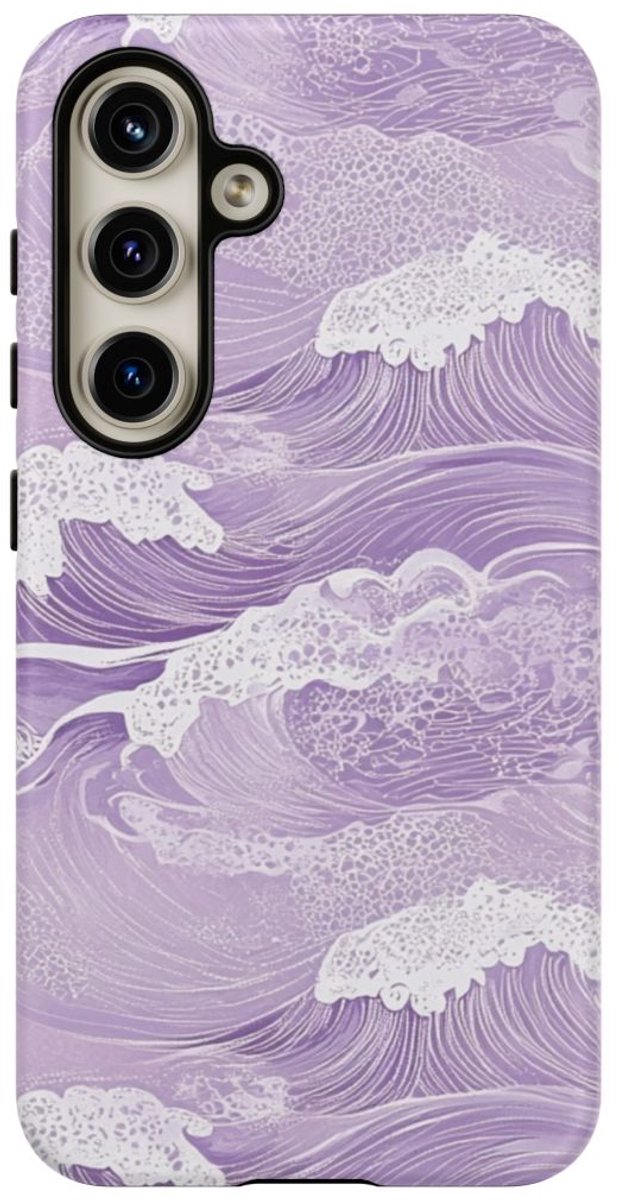 Lavendelblauwe Oceaangolven Patroon – Telefoonhoesje Geschikt voor Galaxy S24
