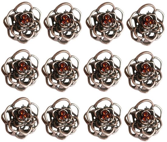 LATRAT Lot de 12 mini pinces à cheveux vintage en cuivre creux en forme de rose pour filles et femmes