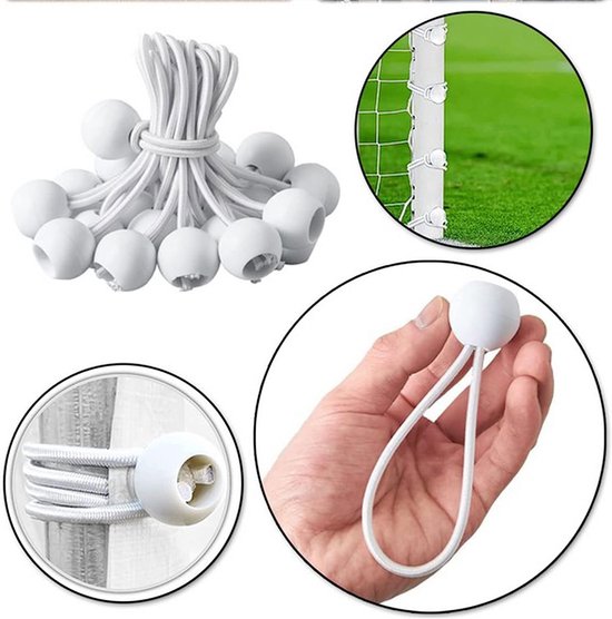 LATRAT Bungee Ball, elastische spanner met bol, elastische touwen met ballen voor luifels, elastische banner, bevestiging (wit 25) van LATRAT — afbeelding 2