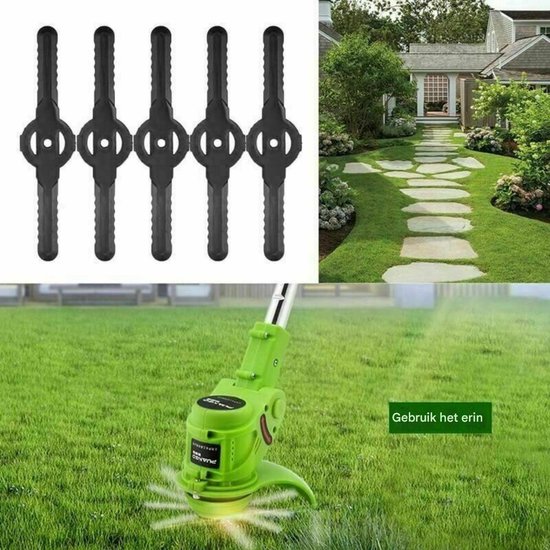 TOVBMUP Grasmaaiermessen Tuinmaaieraccessoires - Kunststof reservemessen - Gras Kunststof messen - Grasmaaiermessen - Tuingereedschap - Klein gat 5 mm - Voor tuingrasmaaiers - Snoerloze trimmers - 10 stuks - zwart van Merkloos	 — afbeelding 5