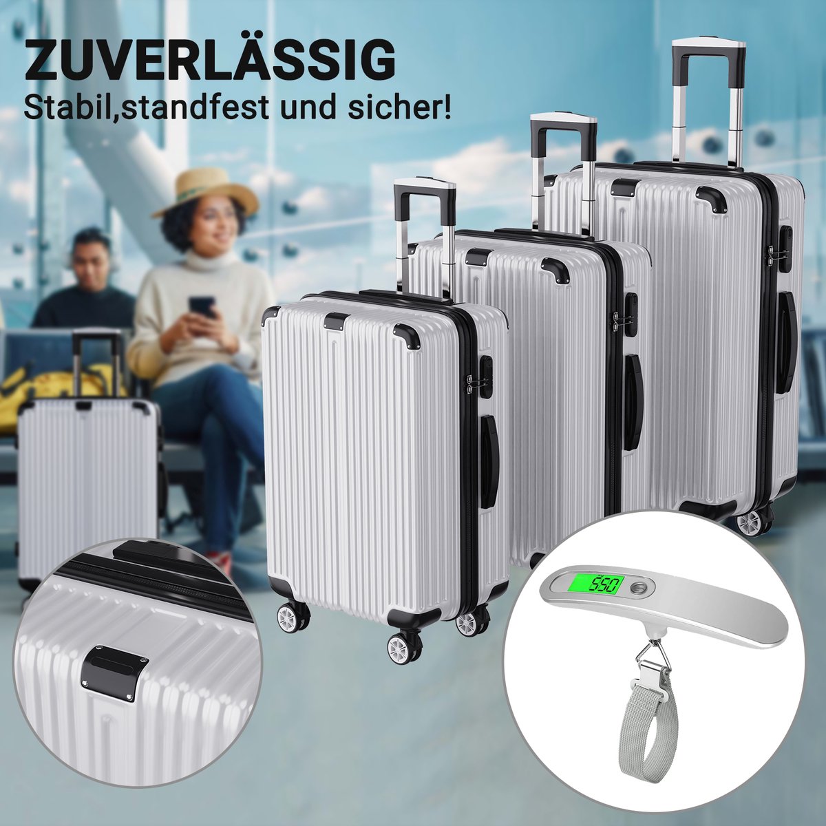 Luipaard Bagageset 4-Delig - 14/20/24/28 Inch - Geruisloze Wielen & Trolley