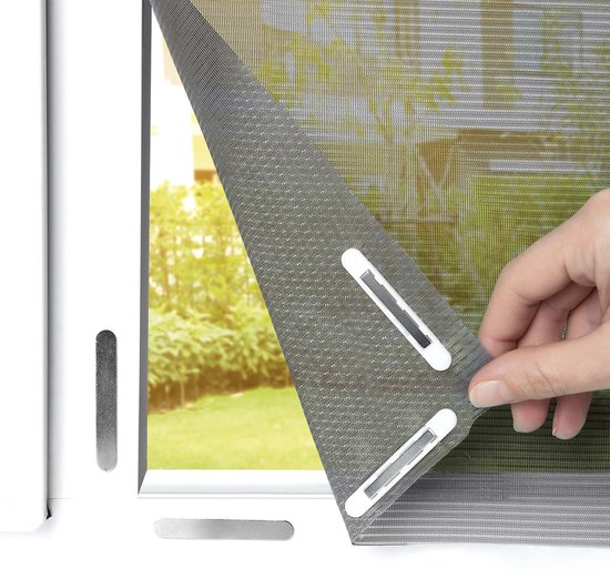 Moustiquaire magnétique pour fenêtre - 130 x 150 cm - Grillage - Fermetures velcro magnétique avec Velcro - Auto-adhésive - Aimant pour moustiquaire - Moustiquaire magnétique Fenêtres - Anti-moustiques - Moustiquaire - Zwart