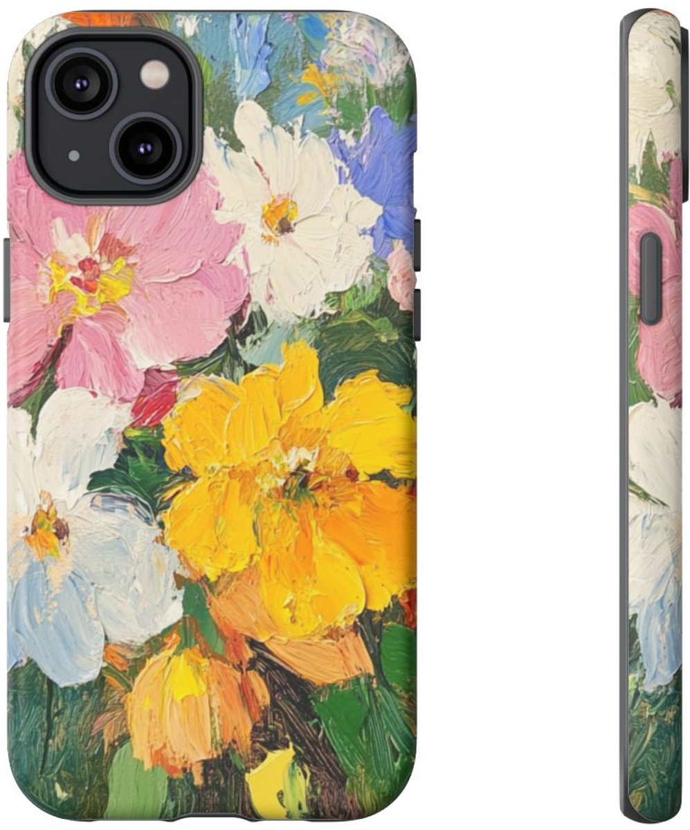 Kleurrijk Bloemboeket in Olieverf – Telefoonhoesje Geschikt voor iPhone 14 Plus