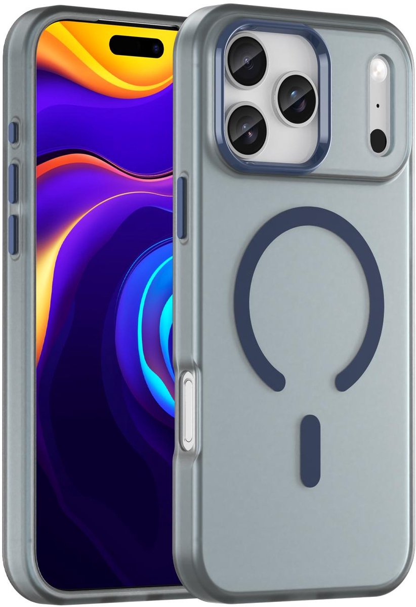 Mobigear Hoesje geschikt voor Apple iPhone 17 Pro Max MagSafe Telefoonhoesje Hardcase | Mobigear Shockproof Backcover | Geschikt voor MagSafe | Geschikt voor Draadloos Opladen met Magnetische Ring | Geschikt voor MagSafe Case - Donkerblauw
