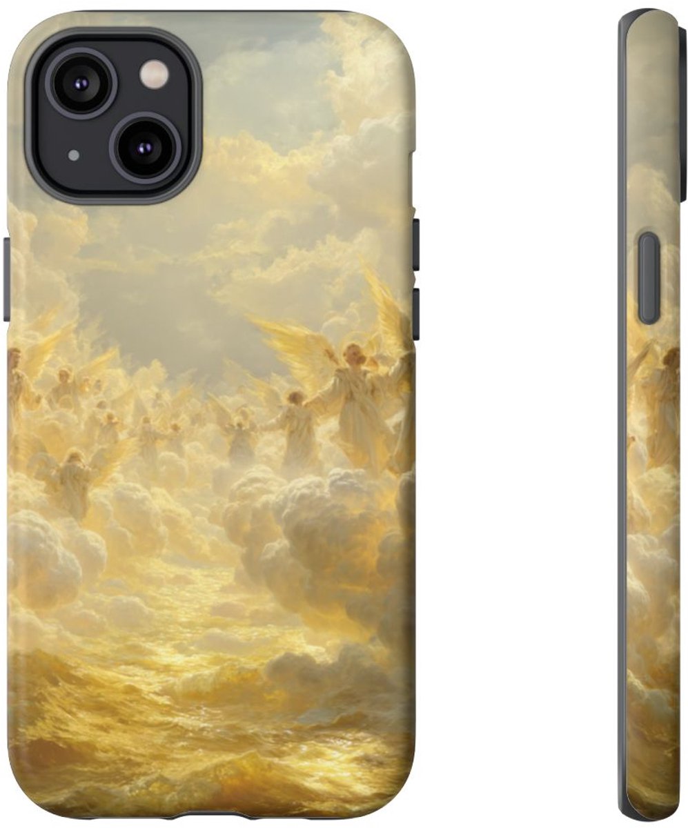 Gouden Engelen Tussen Wolken en Licht – Telefoonhoesje Geschikt voor iPhone 14 Plus
