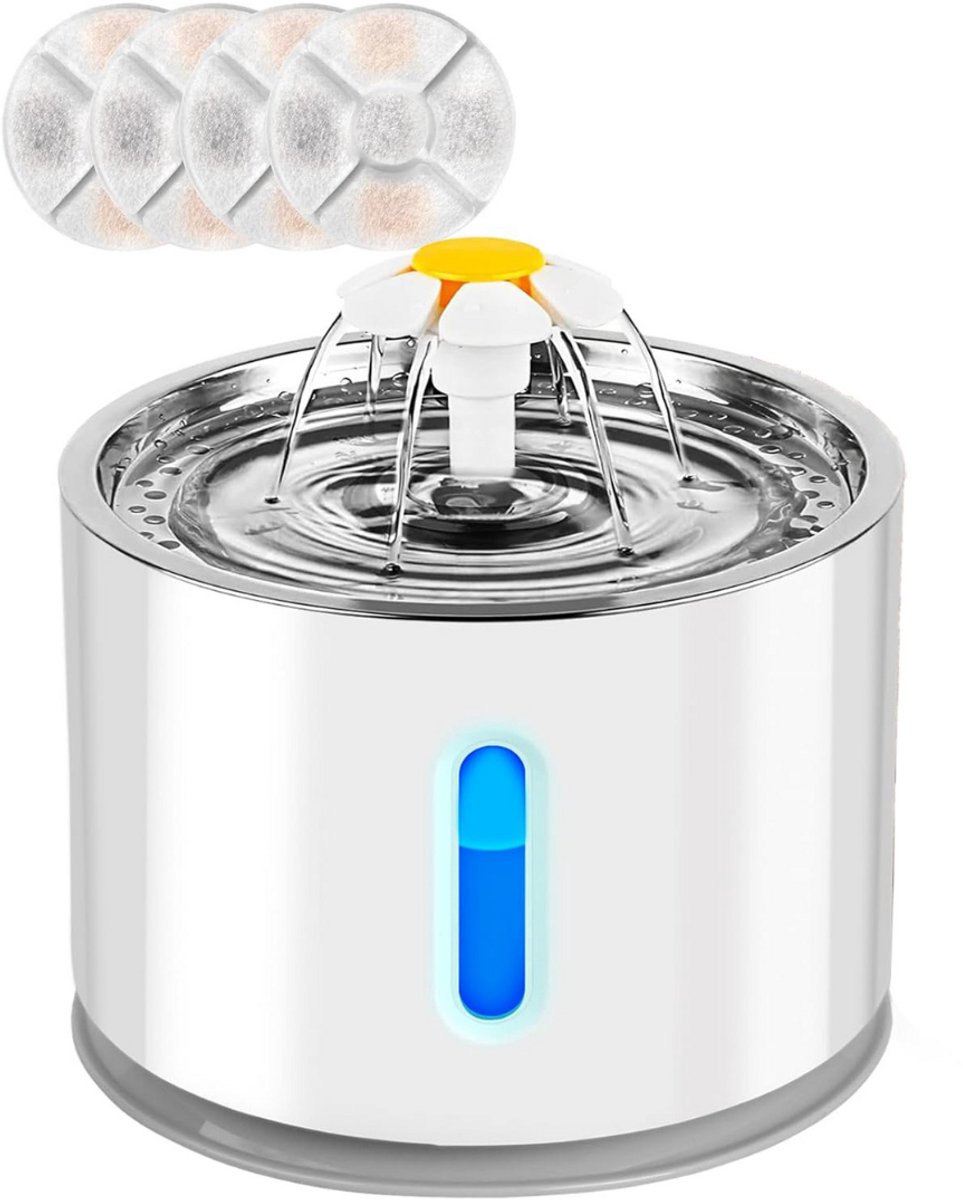 ZRSS® Drinkfontein Kat - Waterfontein Draadloos - Voor Katten en Honden - Stille Pomp - Waterbak 2,4L