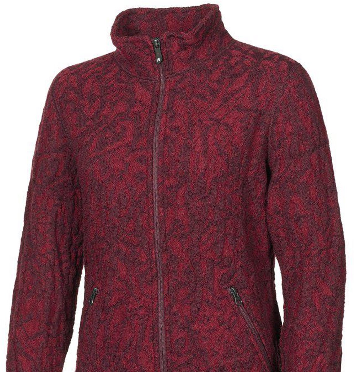Ivanhoe dames wollen full-zip vest Tuva Jaquard Deep Rood