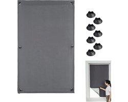 Verduisterende rolgordijnen zonder boren - 60x115 cm - Grijs - Draagbare verduisteringsgordijnen - Met 7 zuignappen - Verduisterende zonwering en warmte-isolatie - Geschikt voor dakramen, slaapkamers, tuindaken