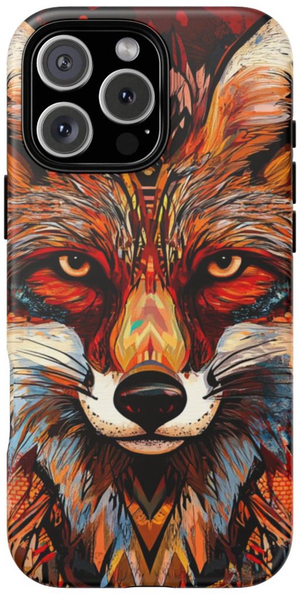 Abstracte Vos Gezicht Illustratie – Telefoonhoesje Geschikt voor iPhone 16 Pro Max