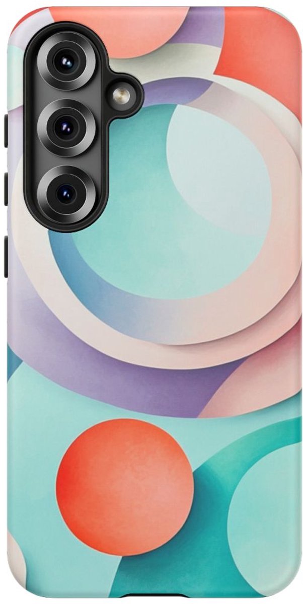 3D Pastel Cirkels Abstracte Kunst – Telefoonhoesje Geschikt voor Galaxy S25