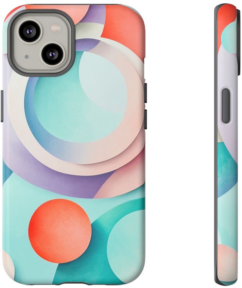 3D Pastel Cirkels Abstracte Kunst – Telefoonhoesje Geschikt voor iPhone 14