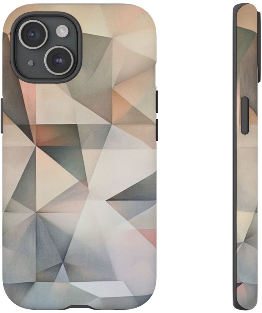 Subtiel Pastel Geometrisch Abstract – Telefoonhoesje Geschikt voor iPhone 15