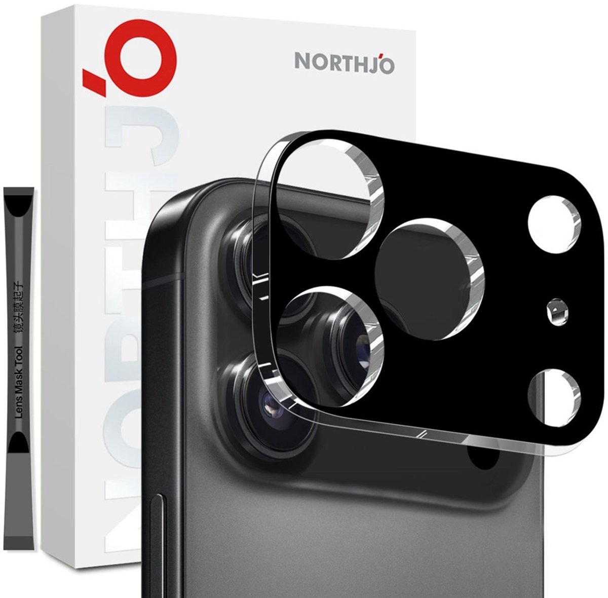 NORTHJO Camera Lens Protector - Geschikt voor iPhone 17 Pro Camera Lens Protector - NORTHJO 9H Tempered Glass - Zwart