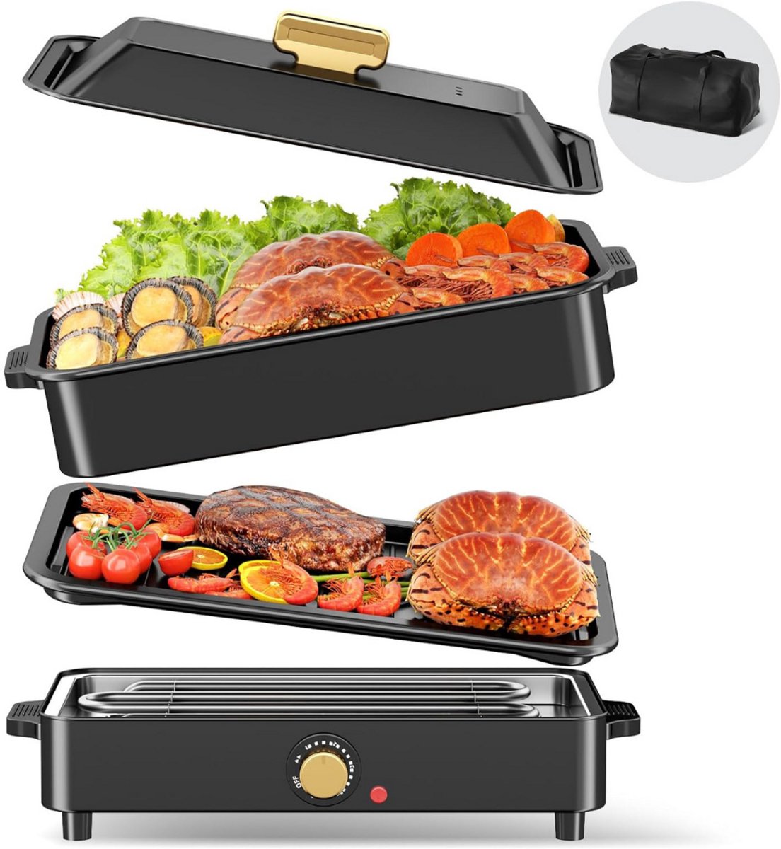 CLVP® Elektrische Pan - Party Pan - Hapjespan - Zwart