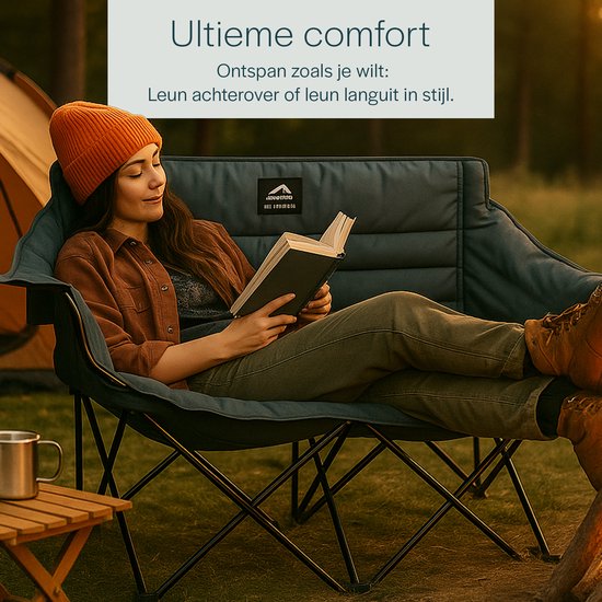 BAUER & MEYER Campingstoel XL - opvouwbaar - 2 personen - 300 kg - C610 Grijs van Bauer — afbeelding 4
