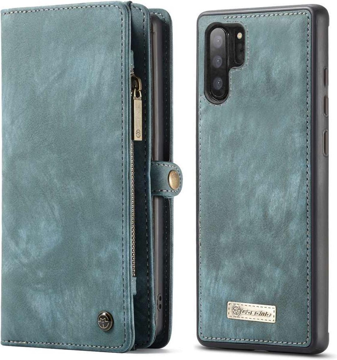CASEME Samsung Galaxy Note 10 Plus Vintage Portemonnee Hoesje - Blauw