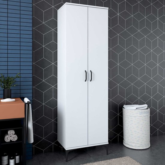 Trendteam Garderobekast multifunctionele kast 4-deurs Nevada wit melamine 74 x 191 x 34 cm