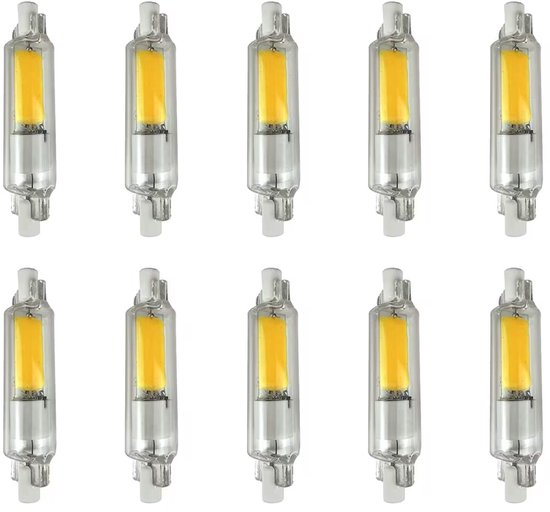 Avide R7s Barre LED Lampe Dimmable 78mm - 5W 220-240V - 4000K - 500lm - Lumières LED Plug-in - Lumière Wit - Remplace la lampe 42W - 10 pièces