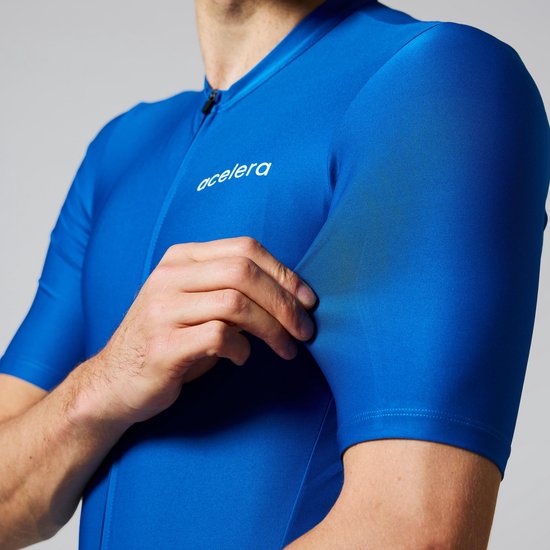 Acelera Essential Wielershirt - Fietsshirt Heren Korte Mouw - Wielrenshirt - Fietskleding - Blauw - Maat XL van Acelera — afbeelding 5