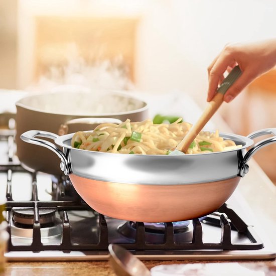 KSJONE Roestvrij Staal Multi Kadai Met 3 Idli Platen En Deksel - Inductievriendelijk