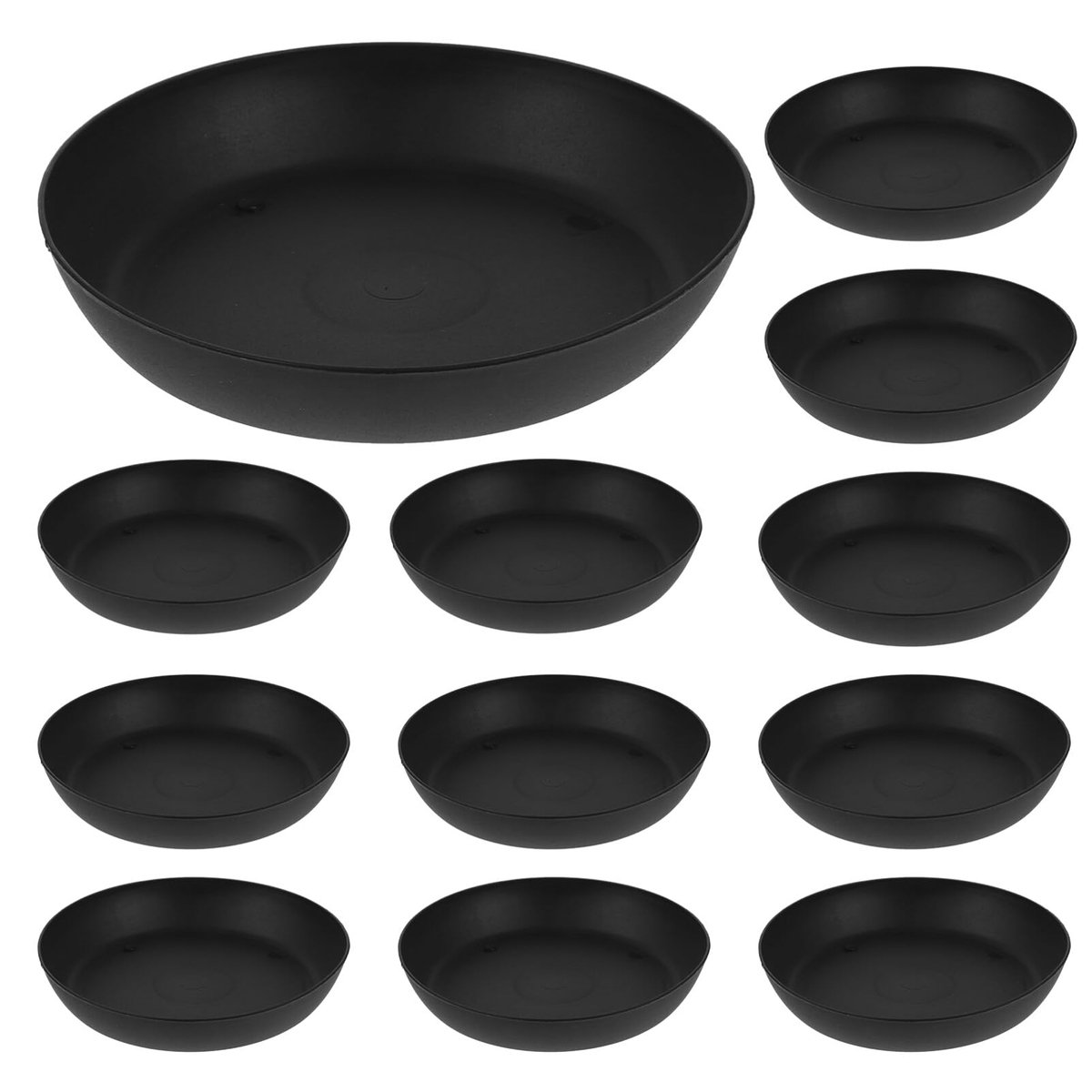 Ibenzoa® Set van 30 Ronde Plastic Bloempotten met Onderzetters, 11 cm, Zwart – Perfect voor Balkon en Binnenplanten