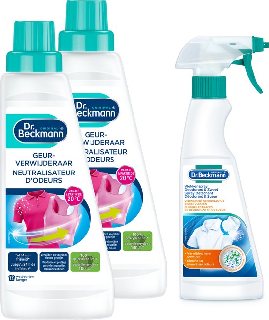 Dr. Beckmann Odor Remover x2 + Déodorant anti-taches et sueur - Ensemble économique