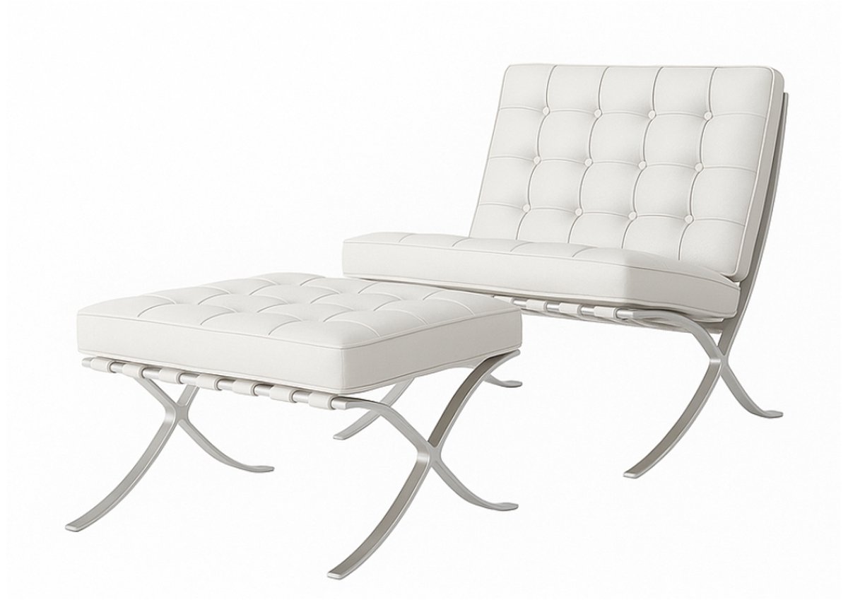 Oslo Chair + Hocker - Wit - Fauteuil - Stoel - Luxe Variant