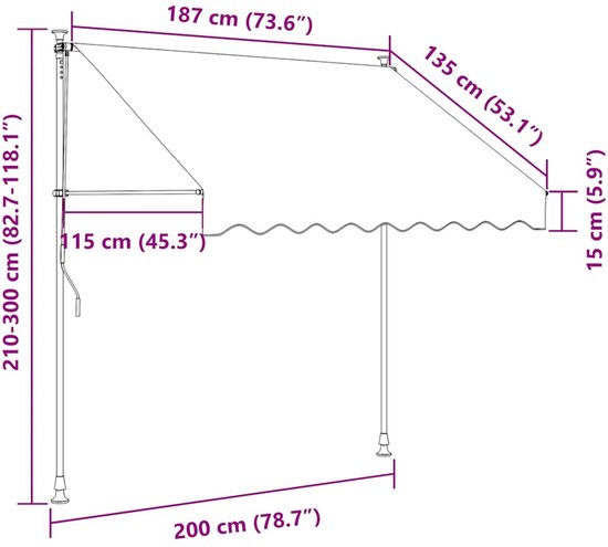 Luifel uittrekbaar 250x150 cm stof en staal crèmekleurig kopen
