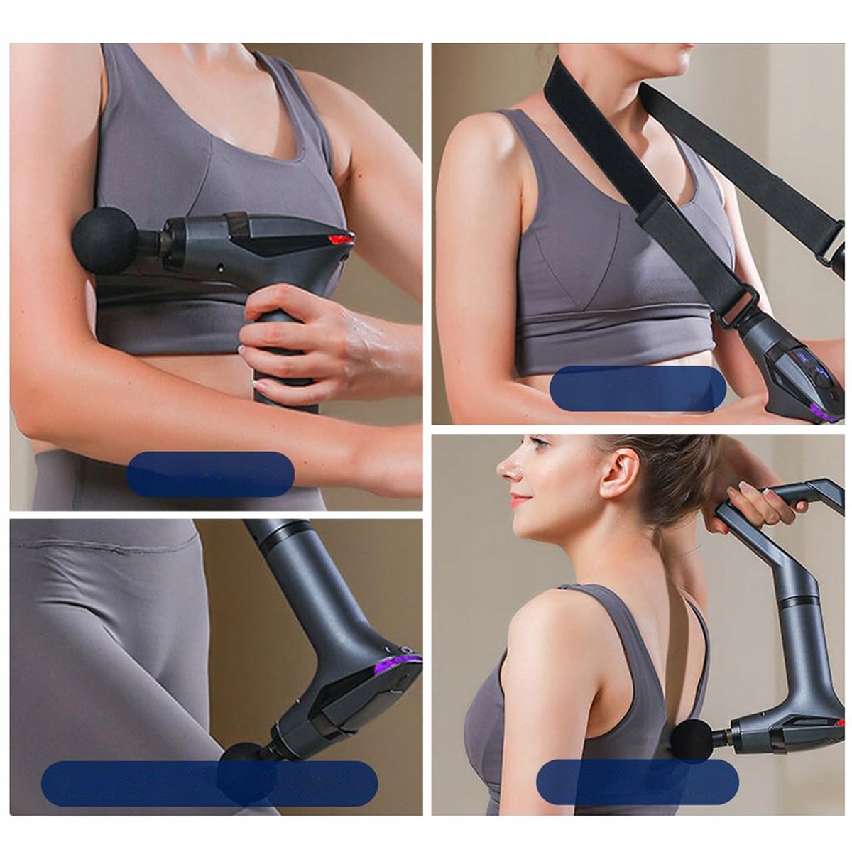 Afbeelding 3 van Fitness Muscle Fascia Gun - met afneembaar handvat - 12 verschillende snelheidsniveaus - LCD-scherm - ademhalingslicht - 1500 mAh-batterij - donkergrijs
