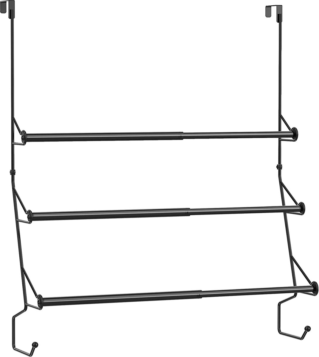 Ibenzoa® 3 Stangen Handdoekhouder Zonder Boren - Verstelbaar Handdoekrek voor Deur - Badkamer & Kamer