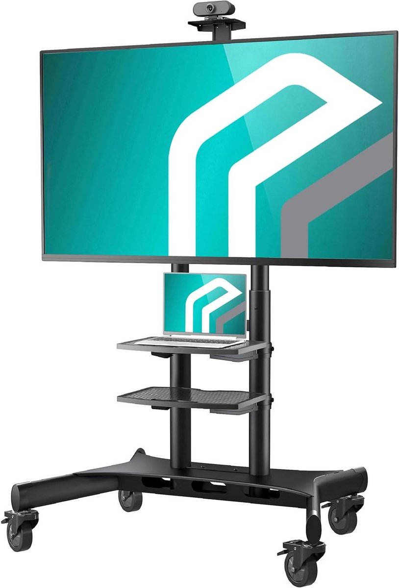 Mobile TV Stand on Wheels for 50-86 Inch Screen Television - Max VESA 800x500/Floor Stand Height Adjustable TS1881-B Black