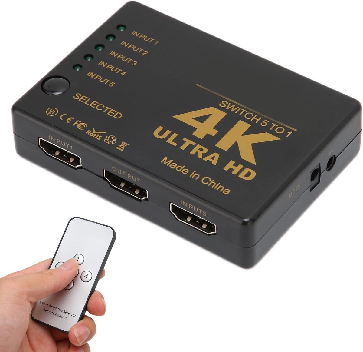 3-Poorts HDMI Switch met Afstandsbediening & Status LED’s – 4K HDMI Schakelaar
