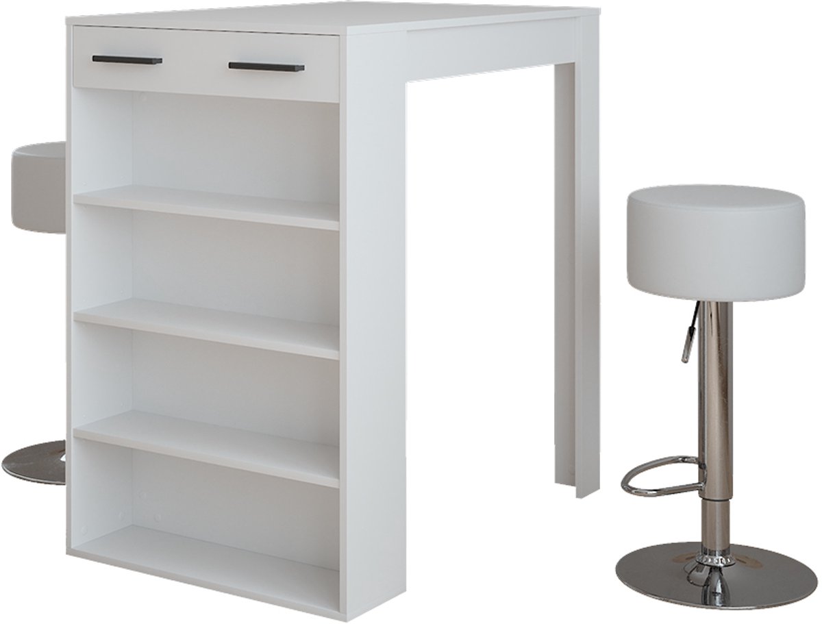 Vicco Repose Bartafelset – 67 x 100 cm met 2 barkrukken Wit