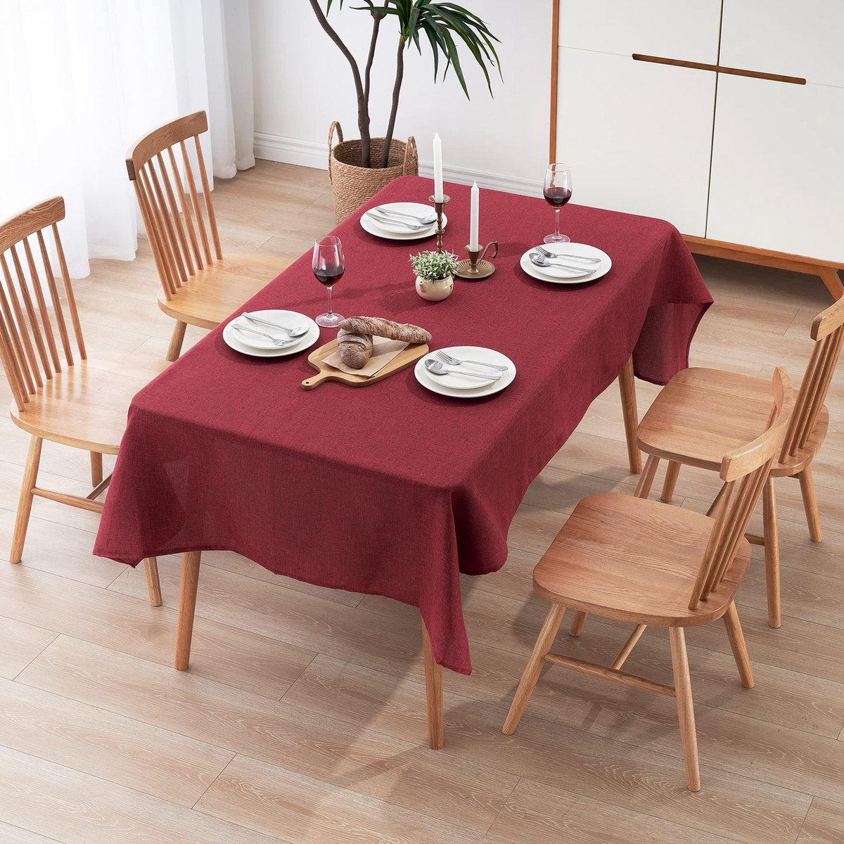 Ibenzoa® Tafelkleed waterafstotend linnenlook - 150x240 cm - Tuin- & Eettafel