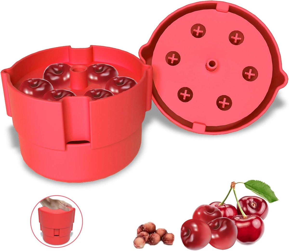 Kersenontkerner - Kersenhulpmiddel - Fruit Voorbereiden - Vaatwasmachinebestendig - Rood