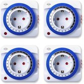 4-Pack ELRO TI1000 Mechanische Tijdschakelaar / Schakelklok | Compact |15 minuten schakeltijd | Tot 3600W | Binnengebruik